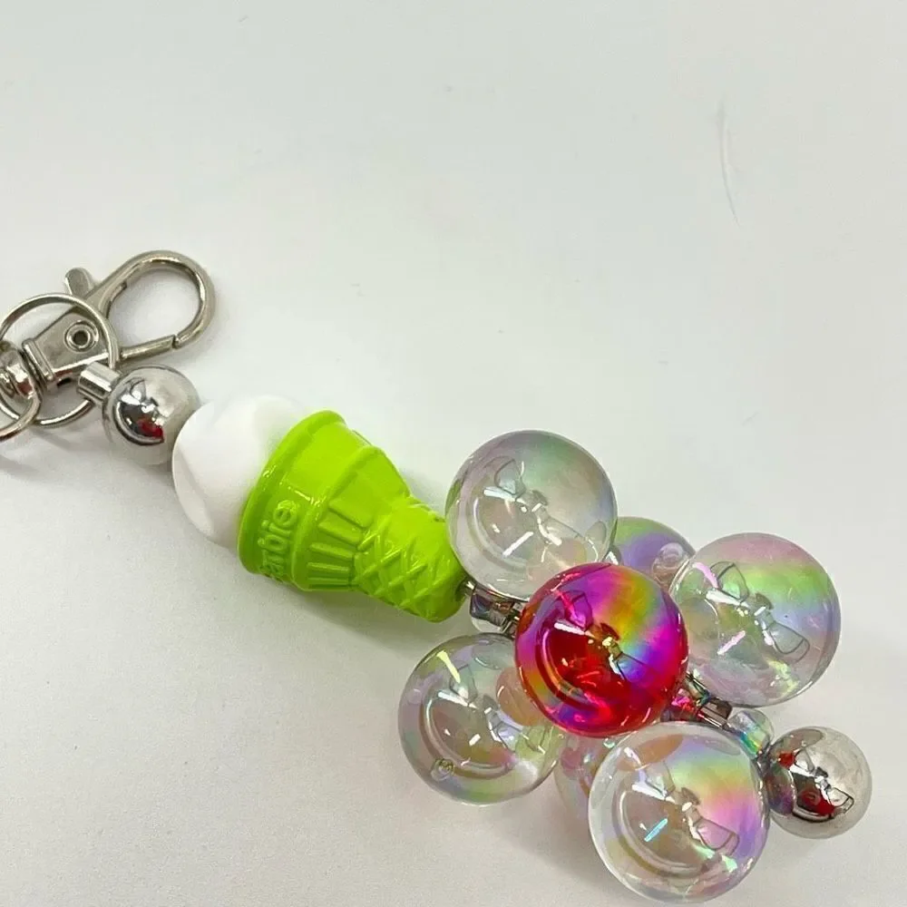 Keychain purse charm Beaded Keychain For Women, Silicone bead ice cream cone bal